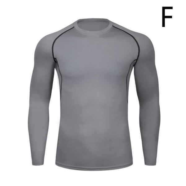 Compression Running T-shirt Fitness Tight Långärmad Sport Tshi Grey XXL