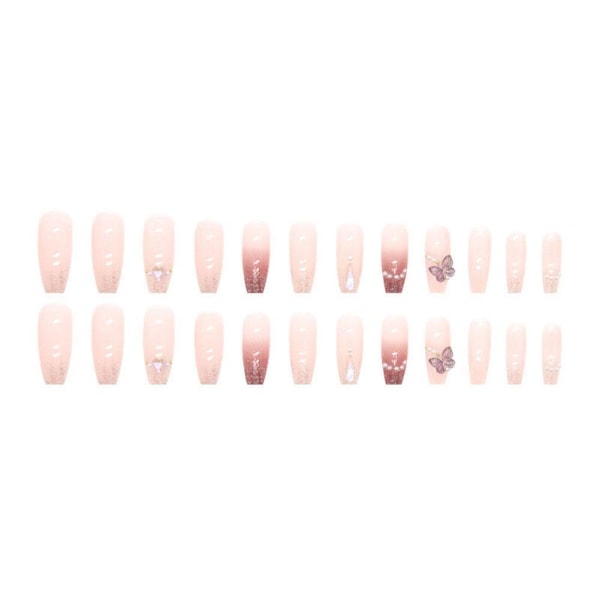 24st Fake Nails Set med lim Långa naglar Skönhet DIY Nail Art Ar 5 one-size