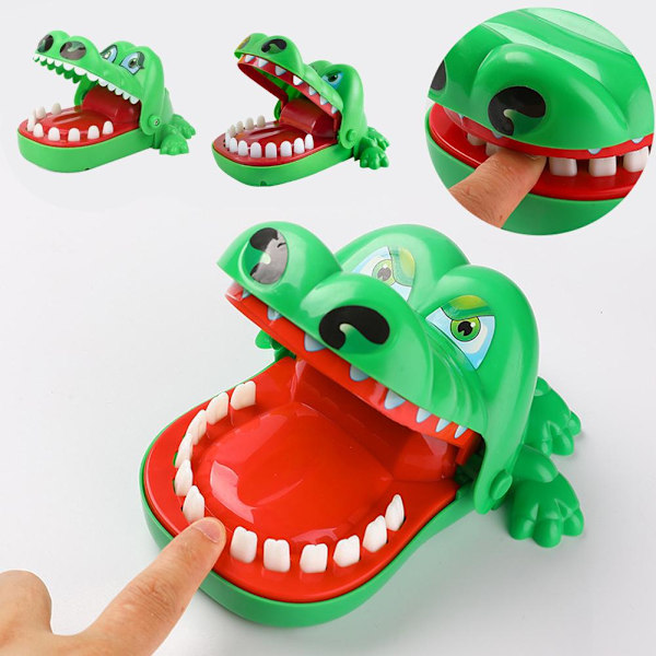 Klassisk Krokodil Bärbar Leksak Mun Tandläkare Bita Finger För Familj Barn FAAU- crocodileB L 15.5cm