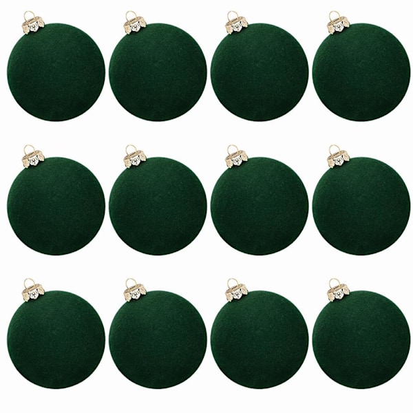 6cm Flockade Julkulor Julgranshängen Jularrangemang Hängen Flockade G2a3 Green 12pcs