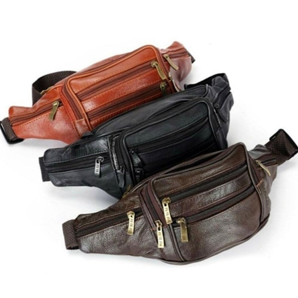 Herr Äkta Läder Clutch Väskor Business Kohud Plånböcker Dragkedja Handväska Skinn Mobilväska Man J8d0 Vertical brown One-size