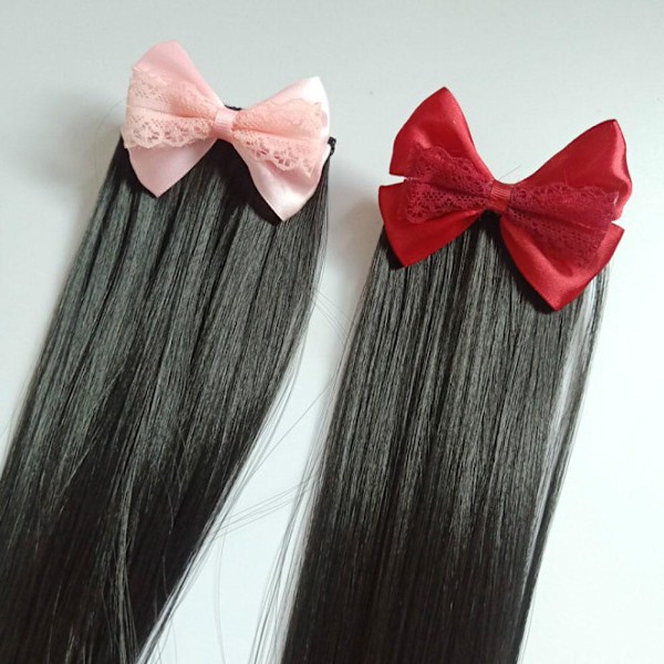 Liten flicka hästsvans flicka lockig hästsvans peruk rak hästsvans W red straight hair