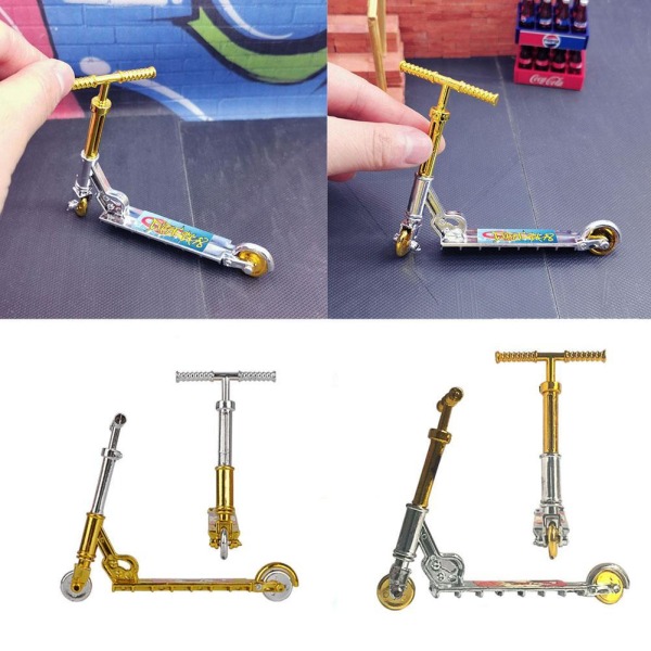 Mini Finger Scooter Tvåhjulig Skateboard Gripbräda presentleksaker K Silver+gold 8.5*10.5cm