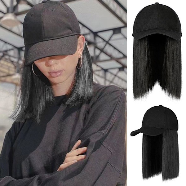 Perukhatt Integrerad Dam Sommar Mode All-Match Lot M6 Konstgjord Peruk K8H5 Dark Brown Black Duck Tongue