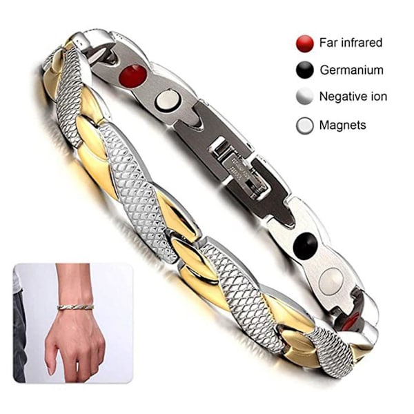 Magnetisk Läknings Terapi Artrit Armband Hälsosam Viktminskning Smärtlindring .ny Golden One size