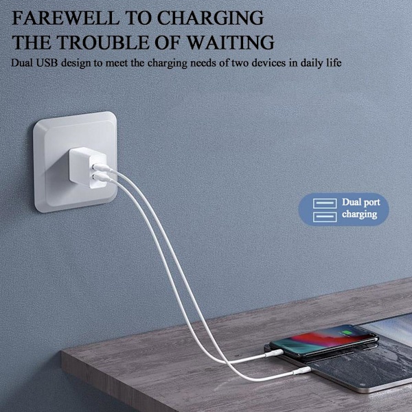 USB Väggladdare med Dubbel Port 2A 5V USB-kontakt, Strömladdare-US Adapter B3U6