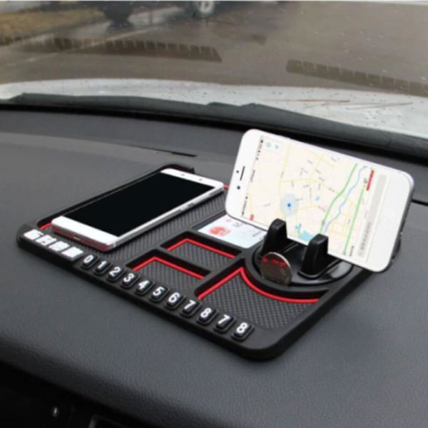 Bil Anti-Slip Mat Sticky Pad Telefonhållare Dashboard Mount Number red One-size