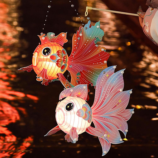 Materialpåse för DIY-lampa till Midhöstfestivalen, gyllene dekorationer kan dekorera fisk L9f5 pink 1pcs