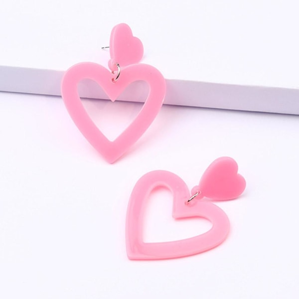 Dubbla hjärtformade örhängen Hjärtformade örhängen kvinnor Pink One size