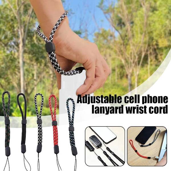 Anti-förlorad Lanyard Mobiltelefonfodral Nyckelring Justerbar Kort Handledsrem .' ы◆ black and white one size 