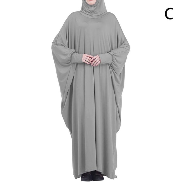 Ramadan One Piece Böneklänning Plagg Kvinnor Hooded Abaya gray One Size