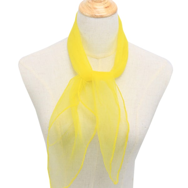 Kvinnor Damer 50-tal fyrkantiga chiffong hals huvud halsduk Halsdukar Wrap Yellow 60*60cm