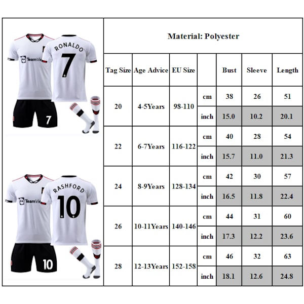 Barnfotbollströja Premier League Man L Bortalag Vit Jersey Fotbollströja #10 4-5Y