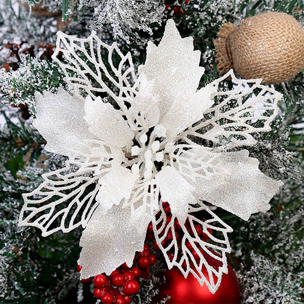 Julgranspynt 10 st Konstgjorda Blommor Bröllopsdekoration white 10PCS