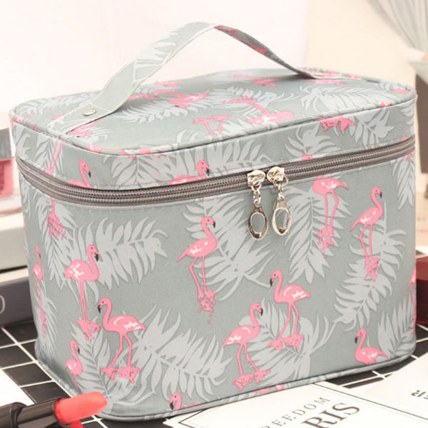 Resväska för smink / Kosmetikväska / Vikbar väska Flamingo Gray