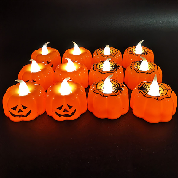 Klassisk Liten LED-Ljuslykta i Pumpaform - Halloween Dekoration Pumpkin