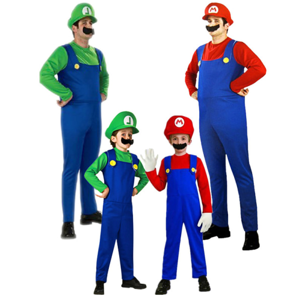 Super Mario Kostym Anime Party Character Dress Up Festival Men green L