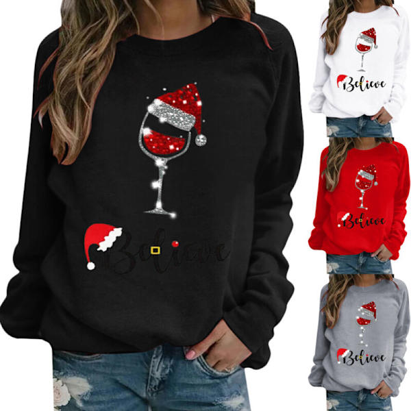 Dame Jul Langærmet Vinter Sweatshirt Grey M