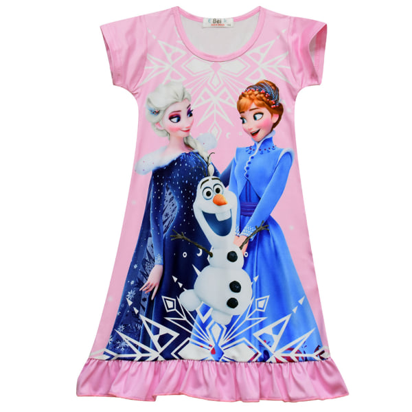 Disney Frozen Nightie Nattlinne Sommarskjorta Klänning Barnflicka #4 pink 7-8 Years =EU 122-128