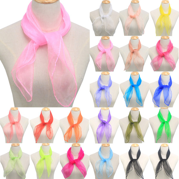 Kvinnor Damer 50-tal fyrkantiga chiffong hals huvud halsduk Halsdukar Wrap Pink 60*60cm