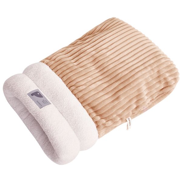 Petsboro Purrnest Sovepose, Kattesovepose til Indendørs Katte, Kat Vintersovepose 360° Wrap, Blød Fluffy Vaskbar Beroligende Kattesovepose Brown L