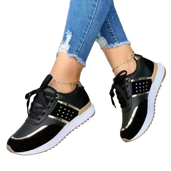 Kvinnors Slip On Flat Shoes Outdoor Sneaker Mode Sportskor black 42