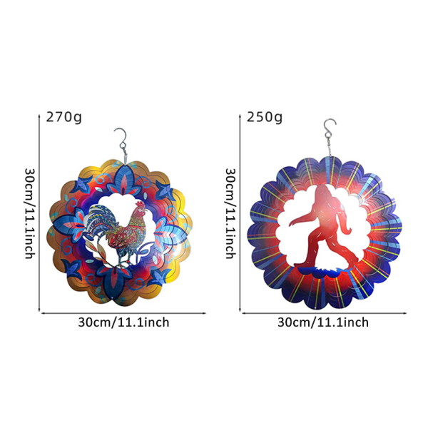 Rostfritt Stål 3D Hängande Vindspinnare Metall Vindfångare Kinetisk Skulptur Cock
