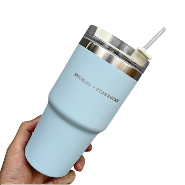 Starbucks Stanley vakuumhalmkopp i rostfritt stål bilhållare kaffekopp thermal 20oz Blue