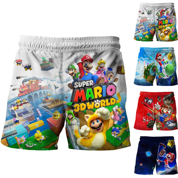 Boys 3D Super Mario Bro badshorts Poolkläder Sommar för barn 5 -10 år A 130cm