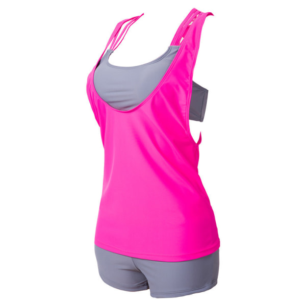 Dam Bikini Tankini Set Sporty Baddräkt Badkläder Pink Grey S