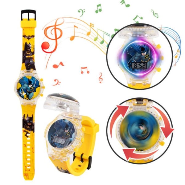 Tecknade barn blinkande lyser upp 3D Glow Digital Musical Stor watch Batman