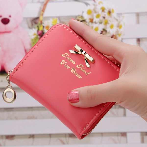Bowknot liten myntväska Mini Change Pouch plånbok för kvinnor tjej Vattenmelonsröd 10.5cm x 8.5cm x 2cm