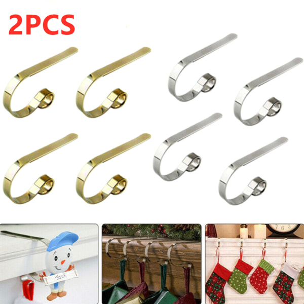 2 st julstrumpehållare, julspishängare, krokar golden 2pcs
