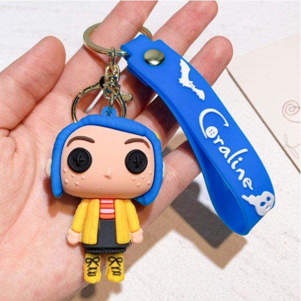 Coraline Cartoon Nyckelring Ring Hänge Karaktär Nyckelring Bag Hängande Present D