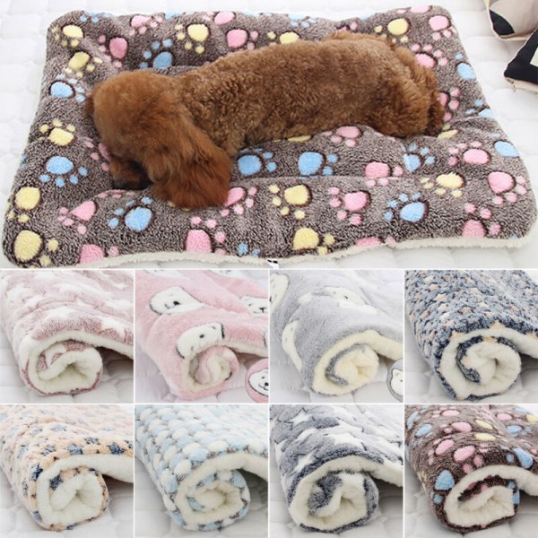 Pet Winter Home Filt Katt Hund Madrass Kennel Crate Mat Blue and white star 79*60cm