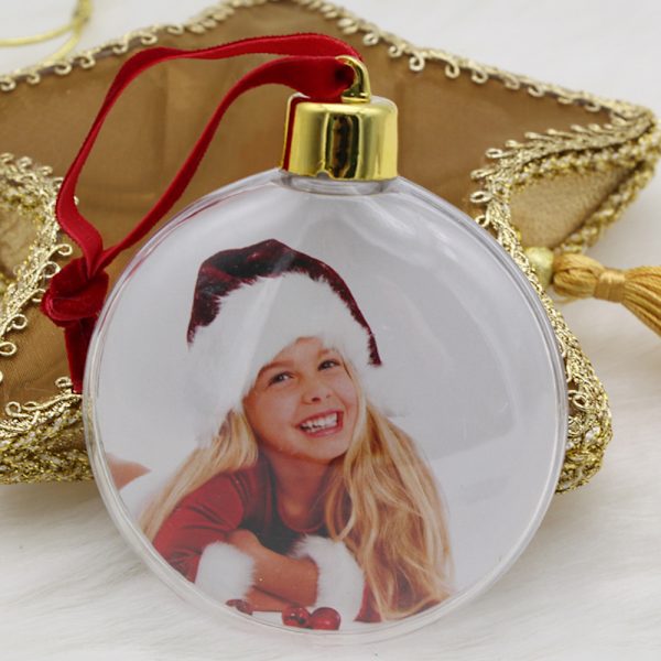 1 st Foto Ornamentkula Julhängande Foto Ram Ornament Round Shape