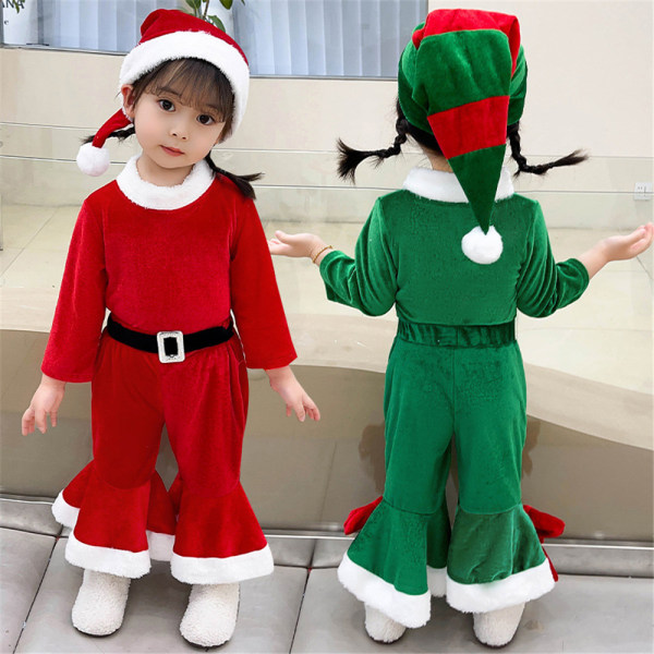 Barn jultomte kläder Baby jul 3 delar set Red 120CM