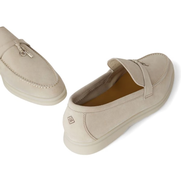 LORO PIANA Summer Charms Walk Mockasiner i mocka Grey 41
