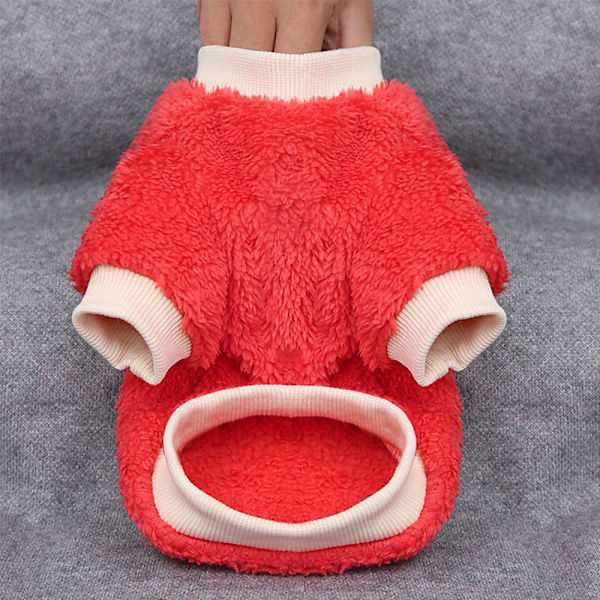 Kæledyrs fleece tøj til hvalp varm jumper sweater frakke Red M