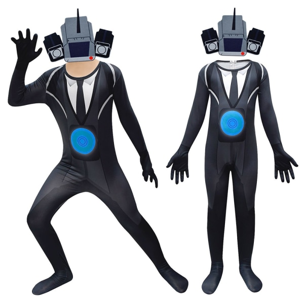 Halloween Barnkostymer för Barn Skibidi Toalett TV Jumpsuit Mask 140cm