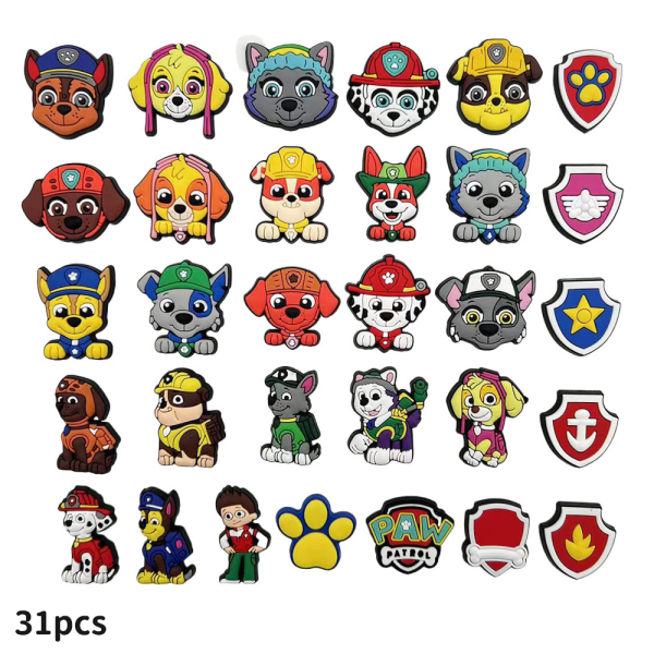 31 stk. PAW Patrol lore Sko tilbehør hulesko DIY Ornamenter 31PCS
