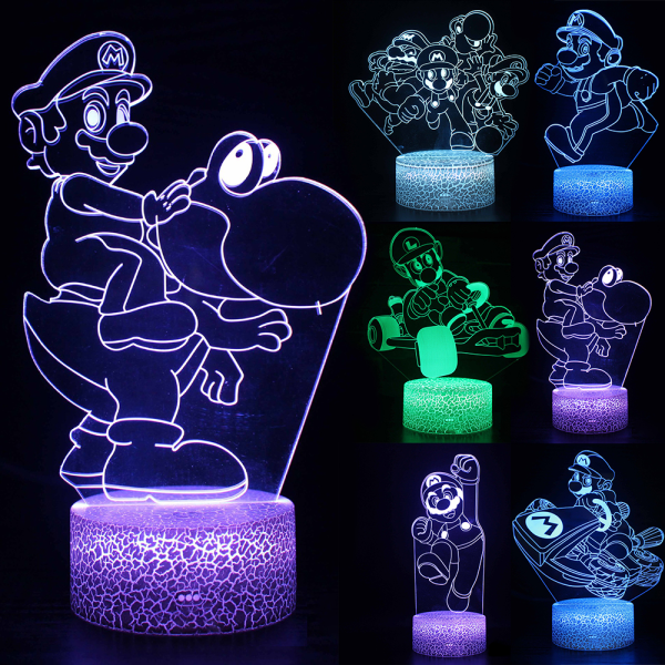 Mario 3D-lampa LED nattlampa med touchkontroll Lamppresenter C