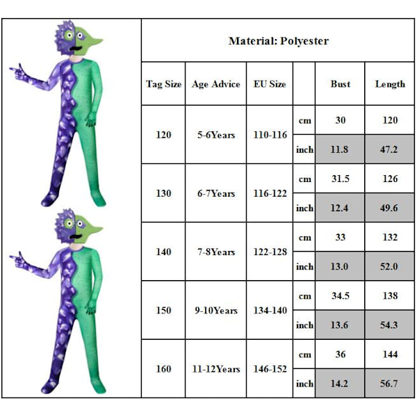 Garten Of Banban Barnkläder Halloween Jumpsuit + Mask Karneval 140cm