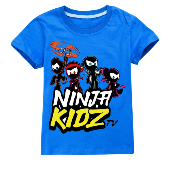 Ninja Kidz Barn T-shirt Sommar Casual Kortärmad Tryckt Tee Toppar Fans Pojkar Flickor Jul Födelsedagspresent Dark Blue 160cm