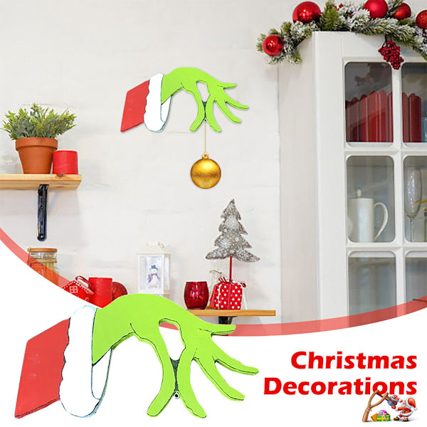 Julstövare Handgjord Utskurna Julstövare Grinch Hand Dekoration Right Hand