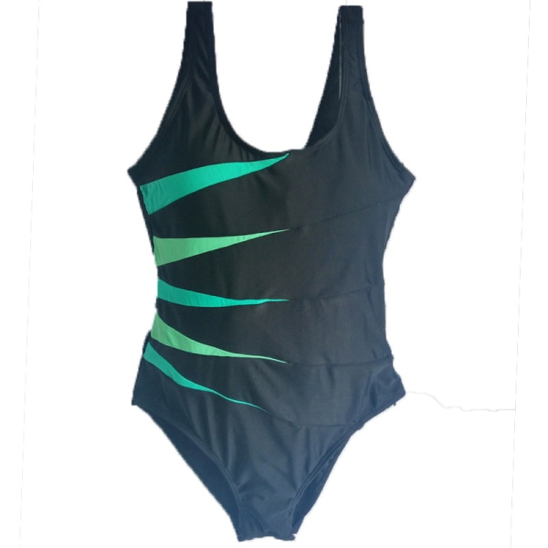 Randig Baddräkt för Kvinnor, En Delad Monokini, Plus Storlek Green & Black 4XL