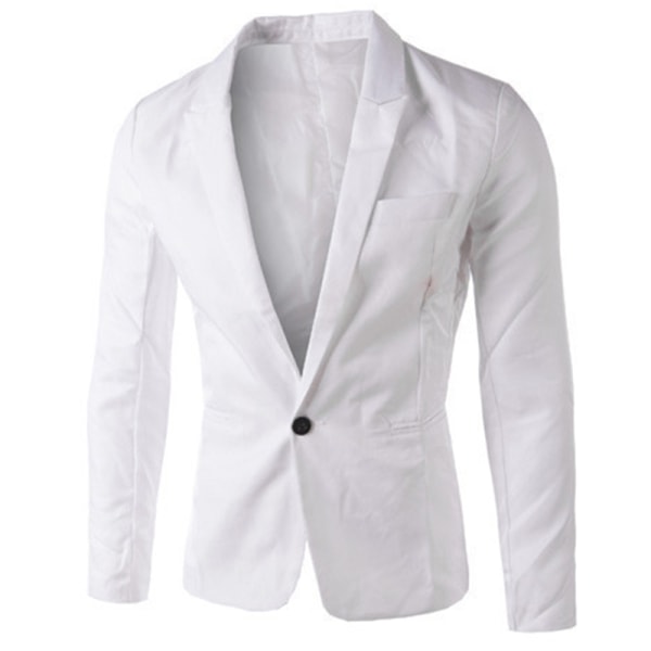 Män Formell Business Bröllopsfest Blazer Coat Jacka En Knapp Kostym Top Ytterkläder White 2XL