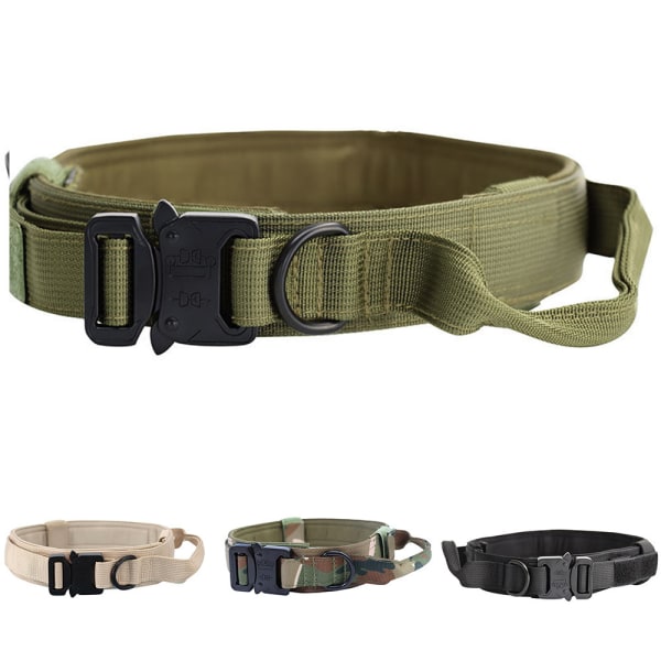 Taktiskt hundhalsband Militärt hundhalsband med handtag Green XL