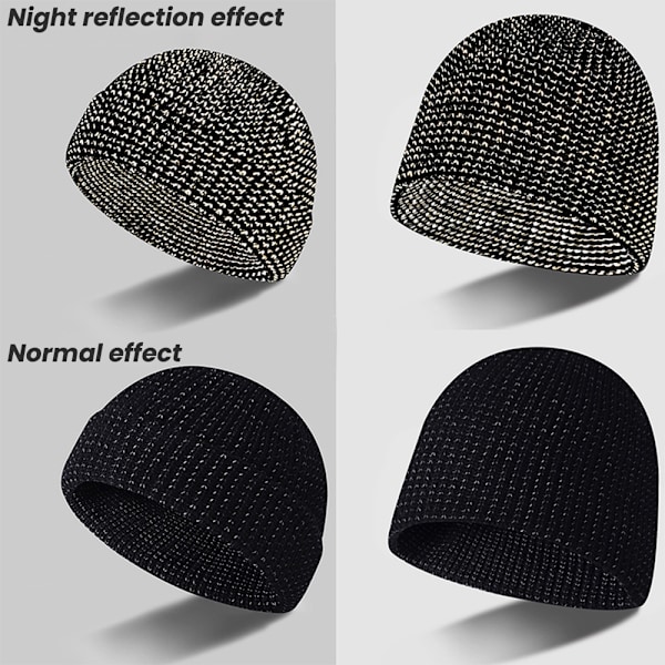 Ny Flex Beanie Hat 2.0 - Unisex, Weflexus Reflekterande Mössa, för Vinterpromenader på Kvällen Navy