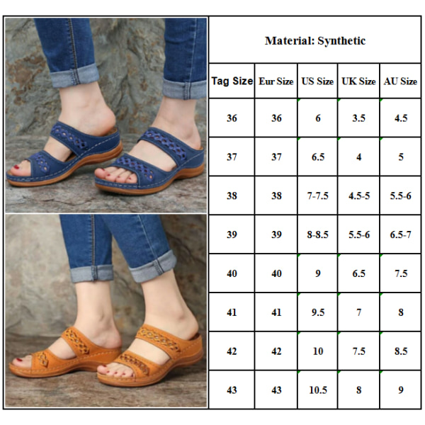Dam Retro Slope Heel Halkfria sandaler Tofflor för stranden Bule 37